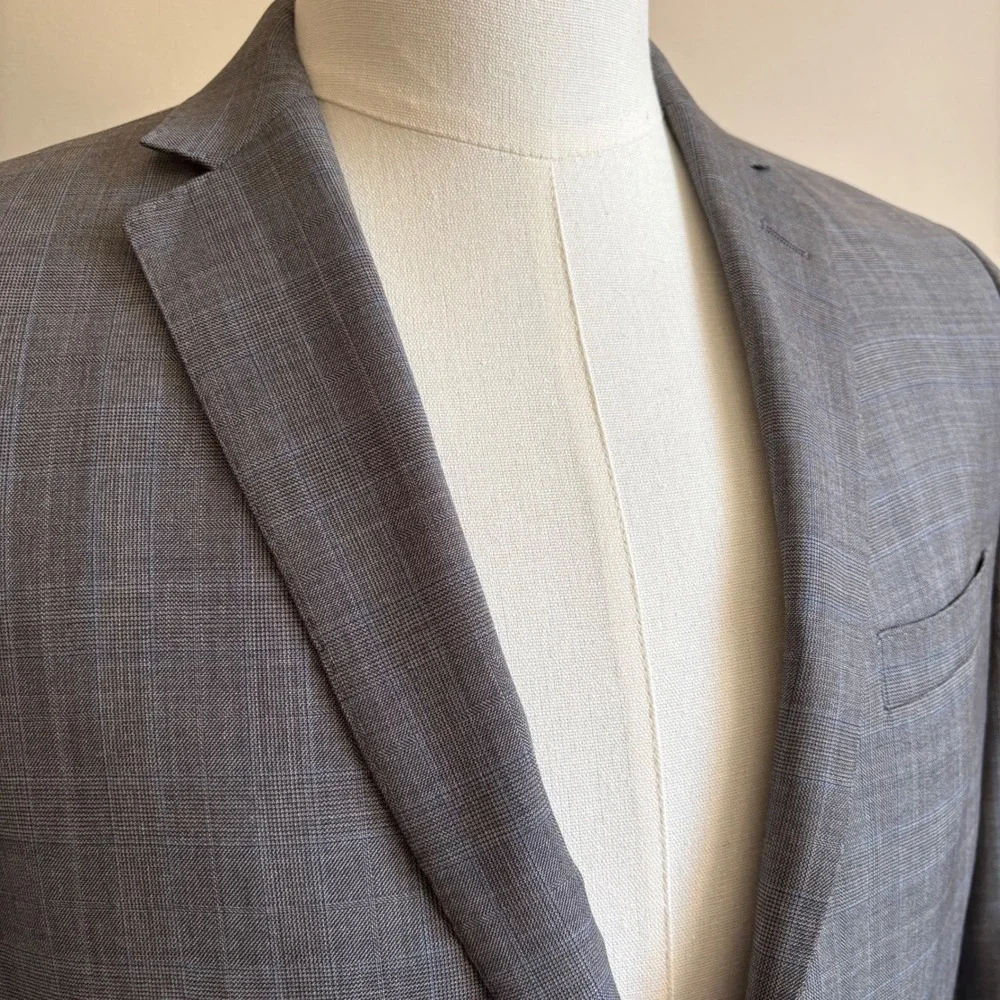 Banana Republic Blazer 38R Grey Glen Plaid Modern Slim Fit Wool Sport Coat